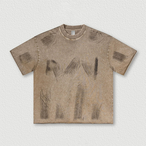 T-shirt pour hommes T-shirt vierge surdimensionné Lavage à l'acide T-shirts vintage courts et décolorés pour hommes - Product Image 1