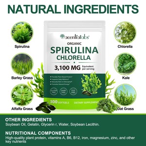 AcentialLabs Spirulina Softgels 300p Miscela Super Greens 17 in 1 con Clorella, Erba di Grano e Cavolo per Energia e Benessere Quotidiano - Product Image 4