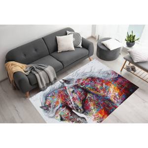 Alfombras Coloridas con Diseño de Caballos, Alfombra Abstracta, Alfombra Moderna, Alfombra Rústica, Alfombras con Estampado Animal, Alfombra Suave No Tejida - Product Image 2