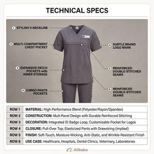 Medical Stretch V-Neck <b>Scrub</b> <b>Set</b> for Women Custom Logo OEM Nurse Uniform Hospital Clinic Dental Jogger Suits XS-6XL - Product Image 5