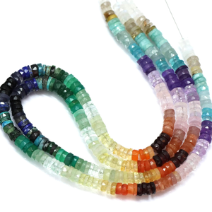 Cuentas Heishi de Cuarzo Arcoíris Multicolor de Alta Calidad, Forma Rondelle, 16 Pulgadas, 7mm-8mm, Cuentas de Piedras Preciosas Multifacéticas Arcoíris - Product Image 3