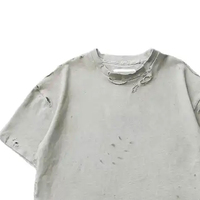 Nouveau meilleur mode lourd 100% coton hommes en détresse T-Shirts Design personnalisé demi manches vêtements en détresse longue longueur
