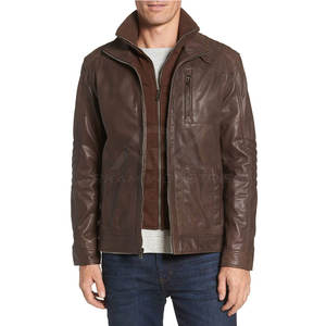Veste en cuir pour homme, style décontracté, col montant, fermeture éclair, dernière collection hiver, vente en gros directe usine - Product Image 2