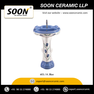 ชุดสุขภัณฑ์701อ่างล้างหน้าและแท่นทรงกลมสีฟ้าสำหรับใช้ในเชิงพาณิชย์จากอินเดีย - Product Image 2