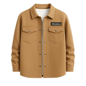 Veste surchemise personnalisée avec logo pour hommes |   Shacket uni avec deux poches poitrine |   Veste d'hiver en coton brossé doux - Product Image 1