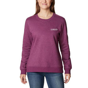 Venta al por mayor de ropa de calle de alta calidad Casual cuello redondo sudaderas de manga larga de las mujeres sudadera 100% algodón liso de gran tamaño - Product Image 1