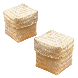 ตะกร้าไม้ไผ่สานคุณภาพสูงสไตล์ชนบทสำหรับบรรจุภัณฑ์ของขวัญและของตกแต่งตามฤดูกาลทำด้วยมือสำหรับงานแต่งงาน - Product Image 1