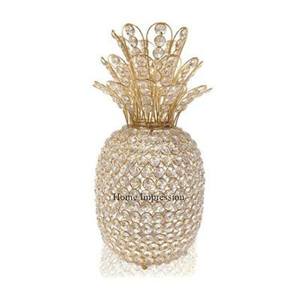 Dernier modèle arrivée ananas Designer fils métalliques plaqués or et cristal clair fait bougeoir pour les décorations de mariage - Product Image 1