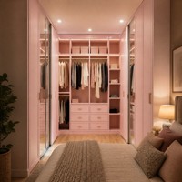 Ensemble de rangement sur mesure, accessoires de placard intelligents au design moderne, armoires encastrées en verre, armoire design moderne pour chambre à coucher