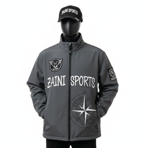 Chaqueta Softshell Premium de 320 g/m², Resistente al Viento y al Agua, Color Gris, Logotipo Personalizado Bordado, Chaqueta Softshell Elegante para Hombre - Product Image 1