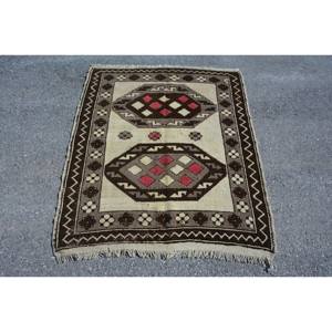 Classique marron Beige Vintage tapis turc 3.7X4.8 pieds Patchwork Design laine matériel Latex support pour salon chambre d'adolescent - Product Image 1