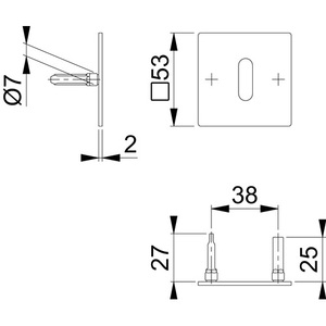 Par de Escuteciones para Cerradura de Acero Inoxidable F69 con Grosor de 2mm, Cuadradas OB, Herrajes para Muebles HOPPE - Product Image 3