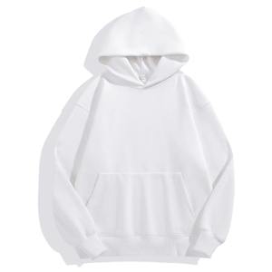Personalizado de los hombres 340 Gsm de peso pesado de gran tamaño Drop Shoulder Streetwear Sudadera con capucha bordada en blanco sin cuerda - Product Image 4