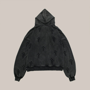 2025 Custom <b>Men</b> <b>Quarter</b> <b>Zip</b> Hoodie Unisex Loose Fit Stand Collar Sweatshirt Drop Shoulder <b>Men</b> Vintage Acid Washed & Sweatshirt - Product Image 6