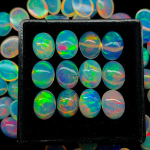 12 pièces boîte éthiopien opale Cabochon bonne qualité Multi Flashy opale Cabochon Lot forme ovale Welo opale pour la fabrication de bijoux - Product Image 4
