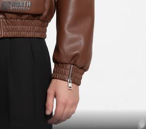 Chaqueta de invierno personalizada de alta calidad, chaqueta informal de béisbol con mangas de cuero para hombre, chaqueta Bomber personalizada - Product Image 4