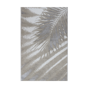 Tapis de bain et tapis de douche Sonya Ecru Beige Argent 60*100cm en coton recyclé, teint en fil, jacquard à motif floral, production sur mesure - Product Image 2