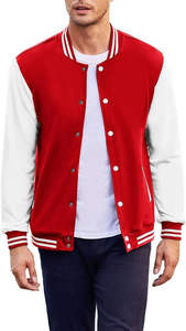 Veste de baseball en cuir avec logo brodé, manches en laine, veste universitaire pour homme, veste de baseball unisexe - Product Image 5