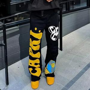 Pantalones Deportivos de Algodón 100% Grueso con Bordado Desgastado y Estampado en el Dobladillo, Estilo Hip Hop Urbano para Hombre - Product Image 3