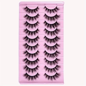 Juego de 10 Pares de Pestañas Postizas 3D Voluminosas Semimanuales Diseñadas para un Look Dramático con Pestañas Gruesas y Desordenadas - Product Image 6