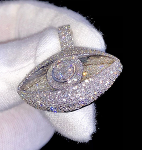 Montre à œil en cristal véritable pour homme, collier avec pendentif religieux glacé, alliage, hip hop, cadeau de fiançailles, cadeau d'anniversaire - Product Image 2