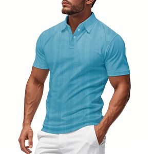 Moda hombre Casual verano para Polo camiseta nuevo diseño manga corta cuello alto sólido impreso ropa de punto - Product Image 1