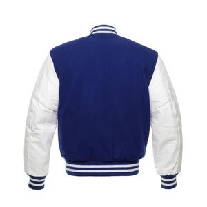 Chaqueta Universitaria de Béisbol al por Mayor, Cuerpo de Lana, Mangas de Cuero, Multicolor, Venta Caliente, Chaqueta Universitaria Personalizada con Letras - Product Image 4