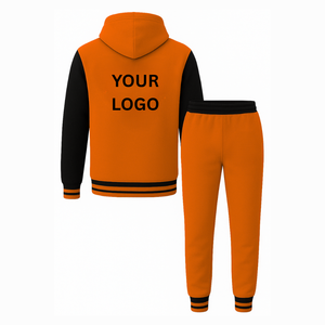 Survêtement unisexe uni respirant en polaire de haute qualité Ensemble de pantalons de jogging à capuche décontractés Taille XL Automne/Hiver - Product Image 2