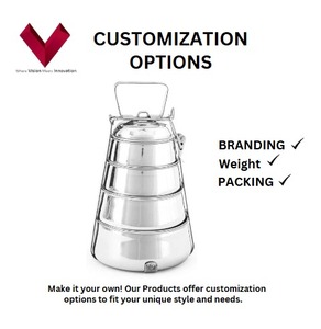 Pyramid 4 compartimentos de acero inoxidable Tiffin Box Durable Food Grade Lunch Carrier Indian Tiffin 4 contenedores Bento Boxes - Product Image 3