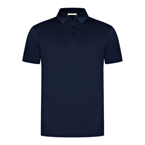 Chemises polo en coton mercerisé bleu foncé en gros, chemises polo personnalisées avec logo pour hommes - Product Image 5