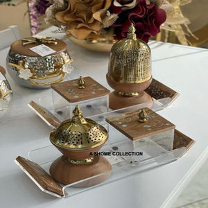 Brûleur d'encens de la meilleure qualité petit ensemble de brûleurs Bakhoor en bois porte-encens en laiton fait à la main à vendre - Product Image 3