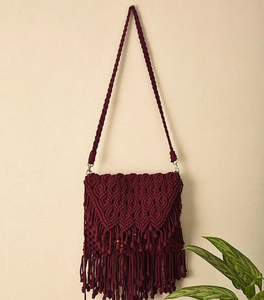 Sac à bandoulière en macramé marron fait main Sacs de plage en macramé au crochet directement du fournisseur indien - Product Image 2