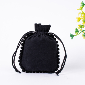 Bolsa de Regalo para Joyería, Collar y Pendientes, de Terciopelo Negro Indio, con Cordón, Hecha a Mano, Vintage, de 4x5 Pulgadas, con Logotipo Personalizado - Product Image 3