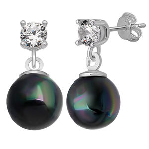 New Arrival Azuris Luxury 925 Sterling <b>Silver</b> Gold Plated 8mm Freshwater Black Pearl Classic <b>Stud</b> <b>Earrings</b> for Women Istanbul - Product Image 2