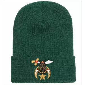 Shriner's Masonic Winter <b>Hat</b> High Quality Jacquard Beanie Cap Black <b>Green</b> White Customized Beanies Shriners Freemasons Wholesale - Product Image 3