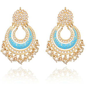 Statement <b>Drop</b> Chandelier <b>Earrings</b> Gold Plated Alloy Bead Embellishment Durable Metal Base for <b>Bridal</b> Party Wear Women's Jewelry - Product Image 1