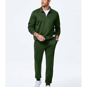 Long Sleeve Casual Outfits Jogging Suit Sets Men Men's 2 Piece Tracksuit Set Quarter Zip Sweatsuit - Product Image 3