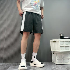 Pantalones cortos de pierna ancha Unisex con logotipo personalizado al por mayor, pantalones cortos deportivos de algodón con borde de gran tamaño y cintura elástica ajustable, ajuste holgado - Product Image 5