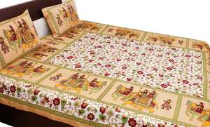 Sábanas Floral con estampado de algodón 100%, sábanas estampadas de calidad Sanganeri con estampado de Paisley, sábanas de algodón puro con doble bloque de mano - Product Image 2