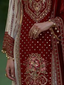 Plazzo Dupatta Original para Mujer, Estampado Digital Seemer, Bordado Elegante, Estilo Formal Tradicional, Nuevo y Moderno, Secado Rápido - Product Image 5