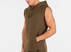 Vêtements de fitness OEM avec logo personnalisé pour hommes, sweats à capuche de gym sans manches, coupe ajustée, matériau respirant - Product Image 2