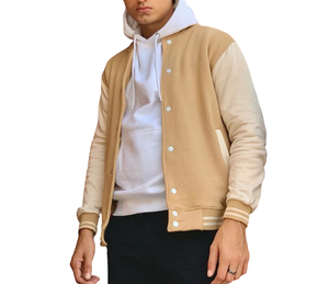Chaqueta Varsity de Béisbol Personalizada con Logotipo, Estilo Urbano, de Forro Polar, con Bordado Chenille, Cuello Alto y Apliques para Hombre - Product Image 1