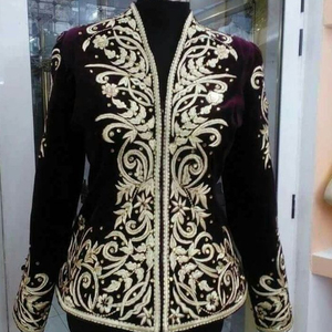 Chaqueta elegante bordada con cuentas de cristal embellecedoras, perlas, piedra de vidrio y RESHAM, para fiesta, 2023 - Product Image 1