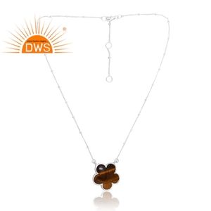 Collar con colgante de piedras preciosas amarillas de ojo de tigre Natural de Plata de Ley 925 de última venta, joyería personalizada para mujer - Product Image 3