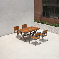 Juego de Comedor de Teca para Exteriores Personalizado OEM, Juego de Sillones Resistentes a la Intemperie, Muebles para Hoteles, Resorts y Restaurantes