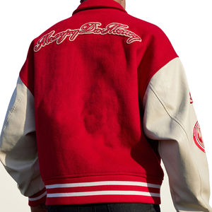 Chaquetas Varsity para Hombre de Talla Grande, Estilo Béisbol, con Mangas de Cuero Genuino y Parches Bordados en Chenilla, Personalizadas al por Mayor - Product Image 2