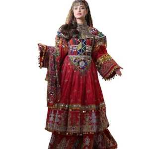 100% High Quality Long Sleeves Full-Length Traditional Afghani Dress <b>Appliques</b> Pleat Luxury Design Vintage Wedding Party Wear - Product Image 1