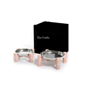 Soporte para servir pasteles de diseño clásico en acero inoxidable y madera con soporte para pasteles de trabajo de nácar - Product Image 1