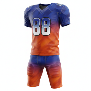 Ensemble de maillot et short de football américain personnalisable, 100% polyester, respirant et grande taille avec position du logo sur le devant - Product Image 6