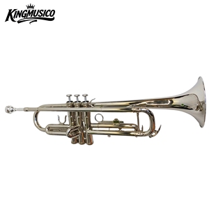Trompeta Profesional Plateada, Instrumento <span class=keywords><strong>de</strong></span> <span class=keywords><strong>Viento</strong></span> <span class=keywords><strong>de</strong></span> Latón para Bandas Escolares y Actuaciones <span class=keywords><strong>de</strong></span> Orquesta - Product Image 1